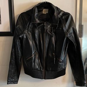 Silence + Noise Faux Leather Jacket with hood
